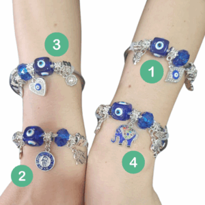 Pulsera regulable con dijes de Ojo Turco