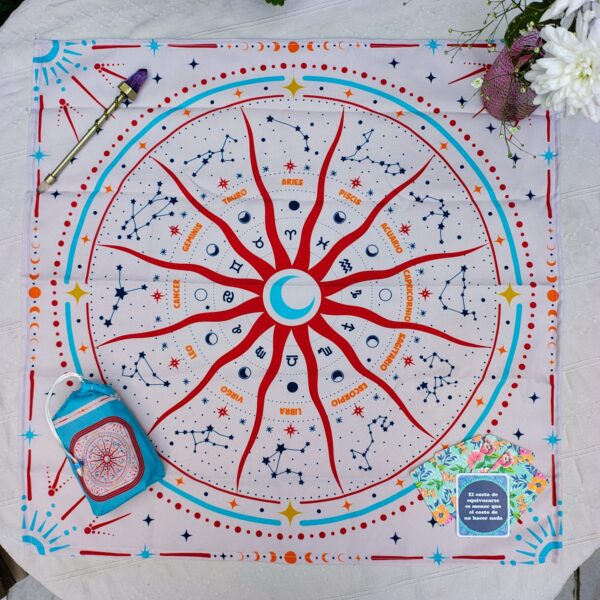 MAGICA Paño+Bolsita astrologico turquesa 70*70cm - Image 1