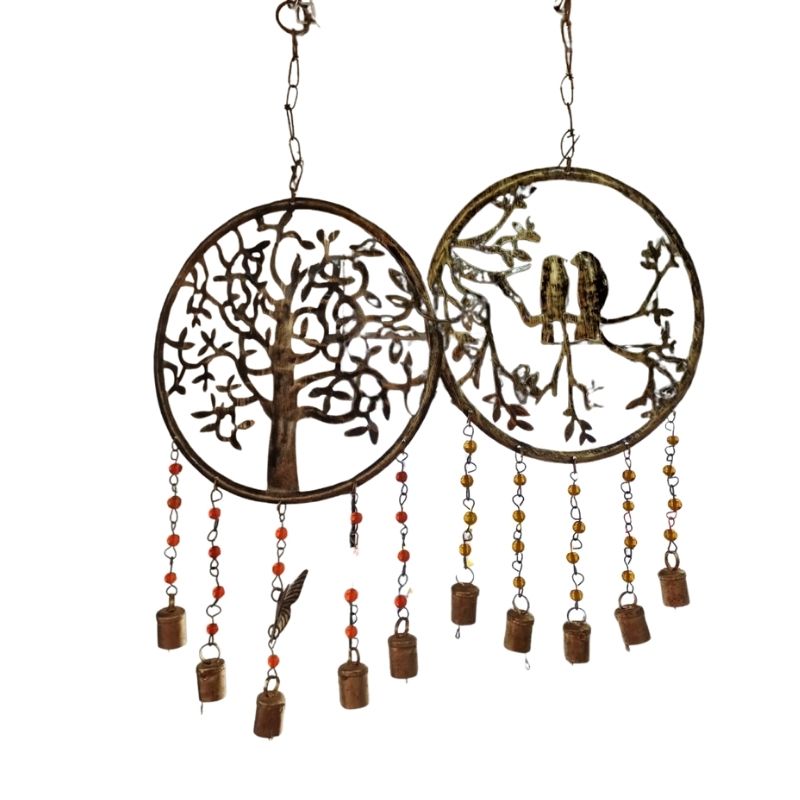 productos (18) Colgante Redondo color Bronce con campanitas 25cm - Image 1